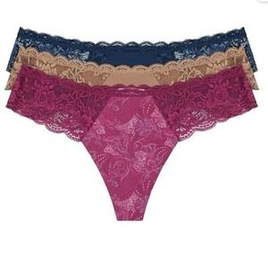 No‎ Boundaries Microfiber & Lace Thong Panties 3-Pack XXXL (22) NWT